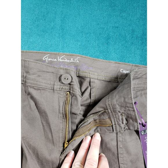 Gloria Vanderbilt Pants Size 16 W Womens Brown Stretch Capri Plus Cargo NWT - Picture 8 of 16